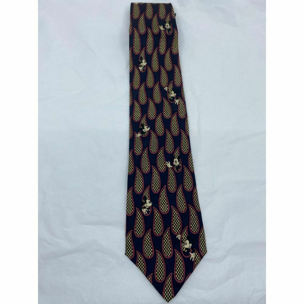 MICKEY MOUSE Disney Neck Tie Black Green Hand Made 100% Silk