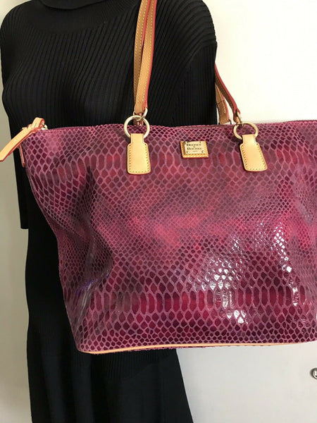 DOONEY & BOURKE XL Pink Snake Print Leather  tote