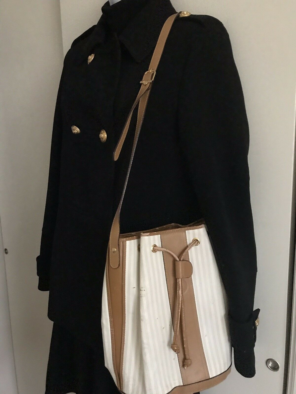FENDI Vintage White/ Grey Bucket Bag