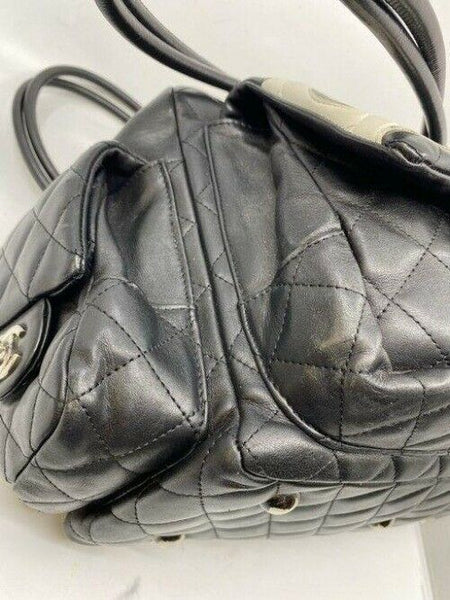 chanel reporter cambon black leather shoulder bag