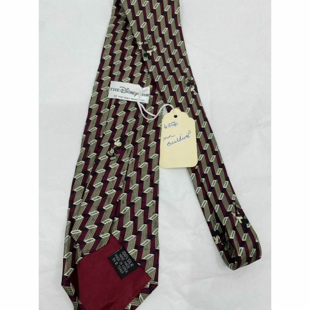 MICKEY MOUSE Disney Neck Tie Red Green Hand Made 100% Silk