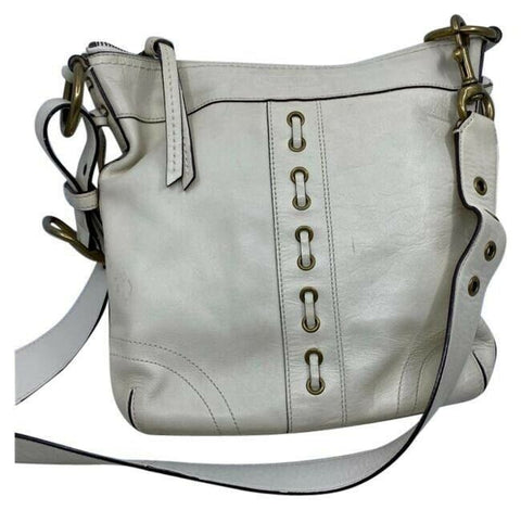 coach medium w adjustable strap white leather cross body bag
