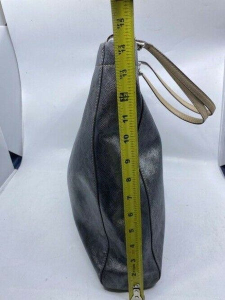 michael kors bag all over logo grey silver leather tote