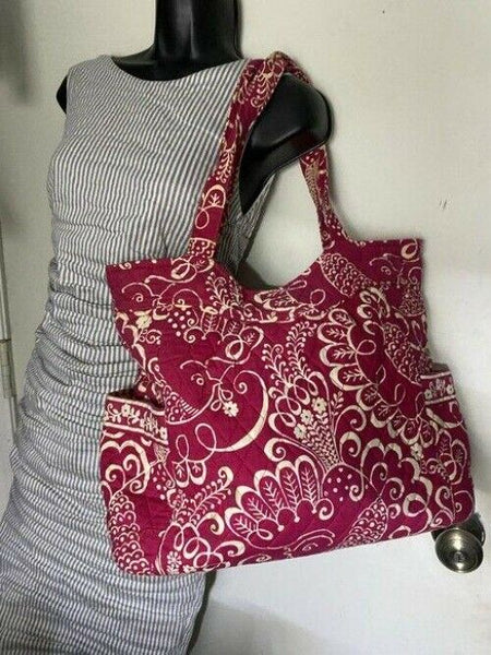 Vera Bradley Large Quilted Pink White Shoulder Bag