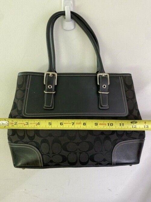 coach bag gray black fabric tote