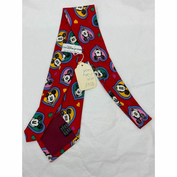 New! MICKEY MOUSE Disney Neck Tie Red Multicolor 100% Silk Handmade