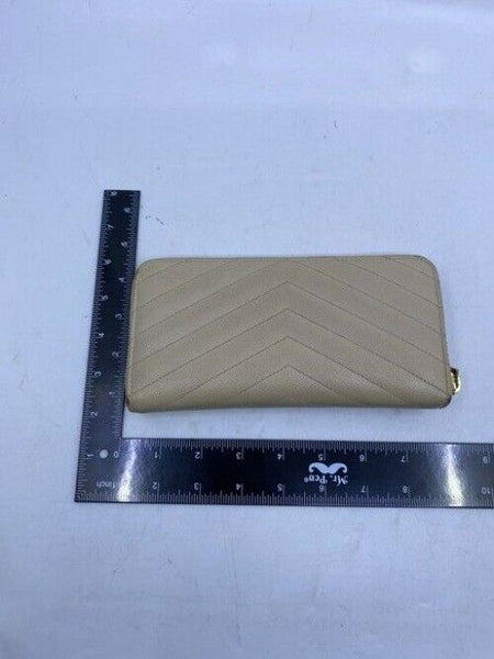 Saint Laurent Beige Monogram Zip Around Wallet