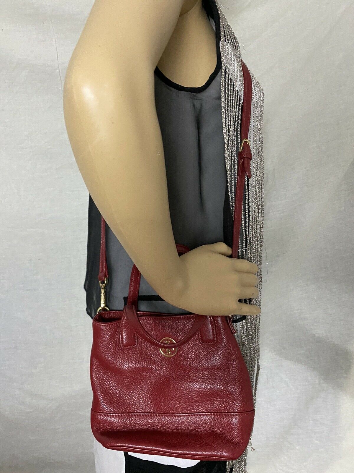 TORY BURCH Red Leather Small crossbody Bag/ Hand Carry
