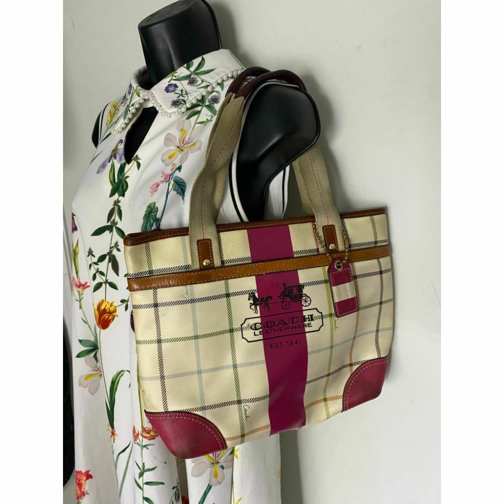 Coach Cream Red Coated Canvas Signature Handbag