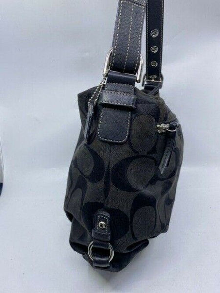 Coach Medium Tote Msrp Black Gray Jacquard Fabric Shoulder Bag