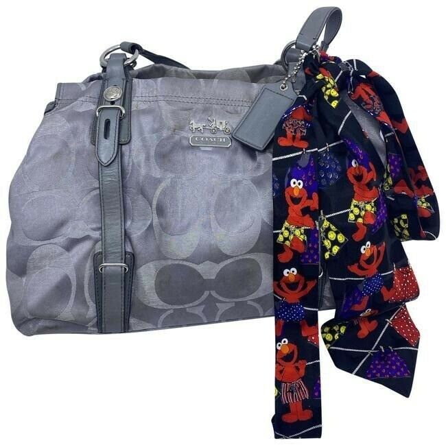 coach w w detachable specialty tie accent silver shoulder bag