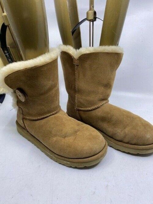 Ugg Australia Tan Wood Button Mid Height Bootsbooties Size Us