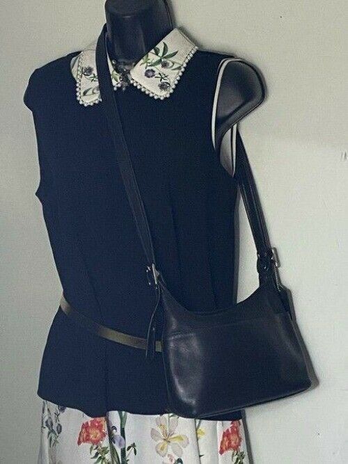 coach vintage small black leather shoulder bag