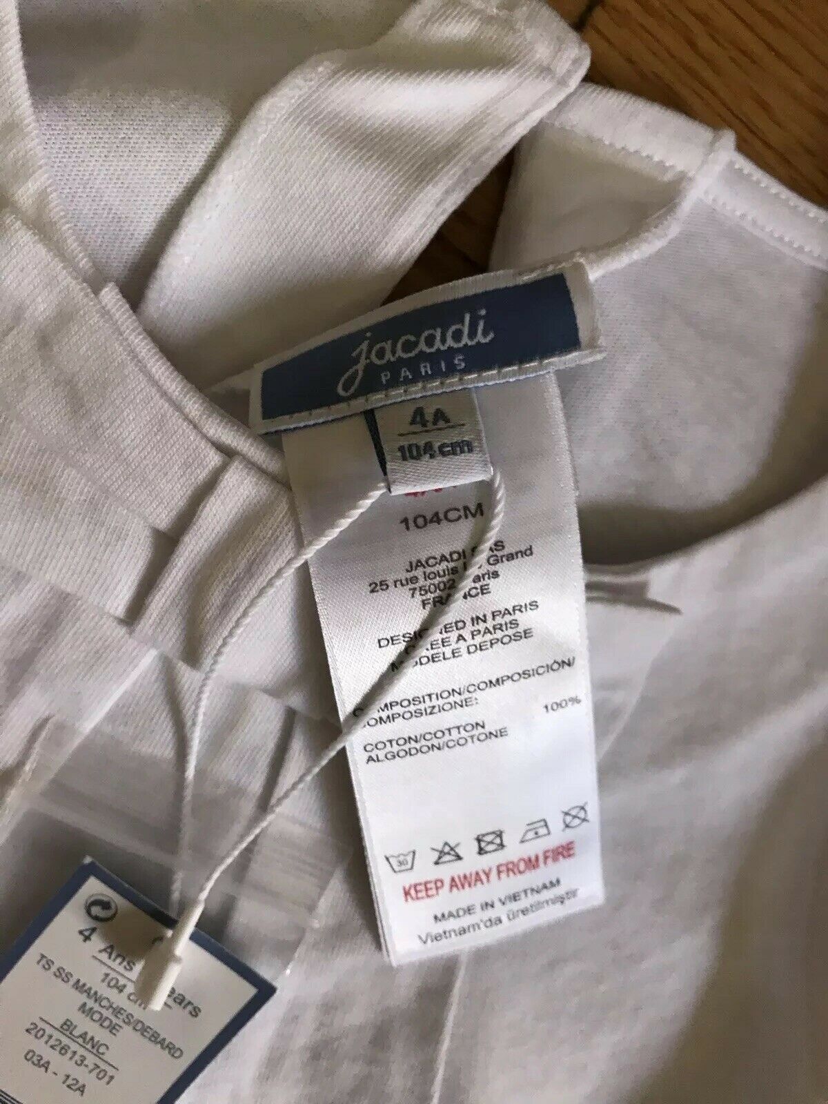 NWT! Lot Of 2 JACADI White Cotton Tops 4 Yrs