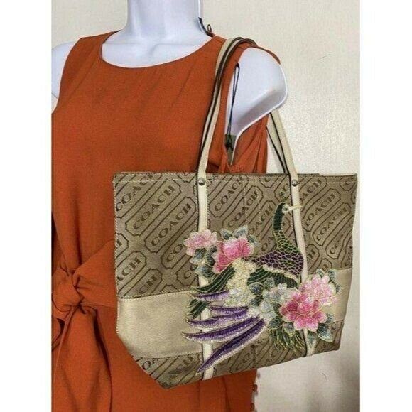 coach w customized by me w applique tan beige jacq