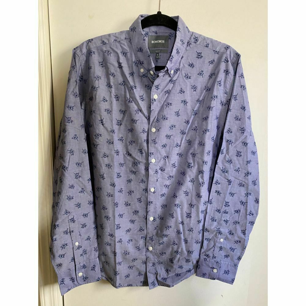 BONOBOS Purple Printed Long Sleeve Button Down Shirt Size M