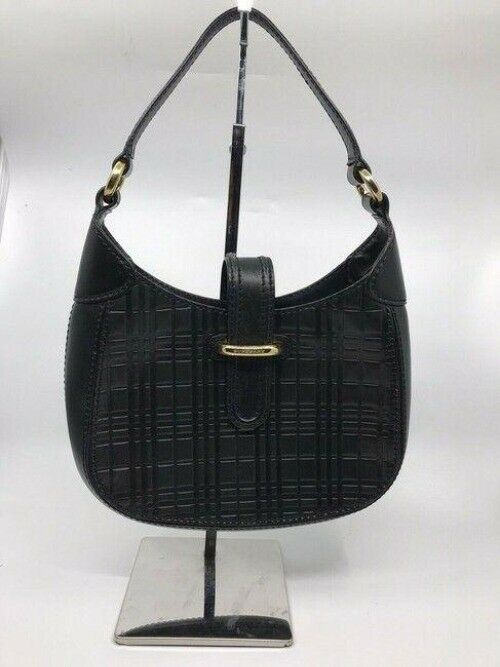 burberry vintage black leather shoulder bag