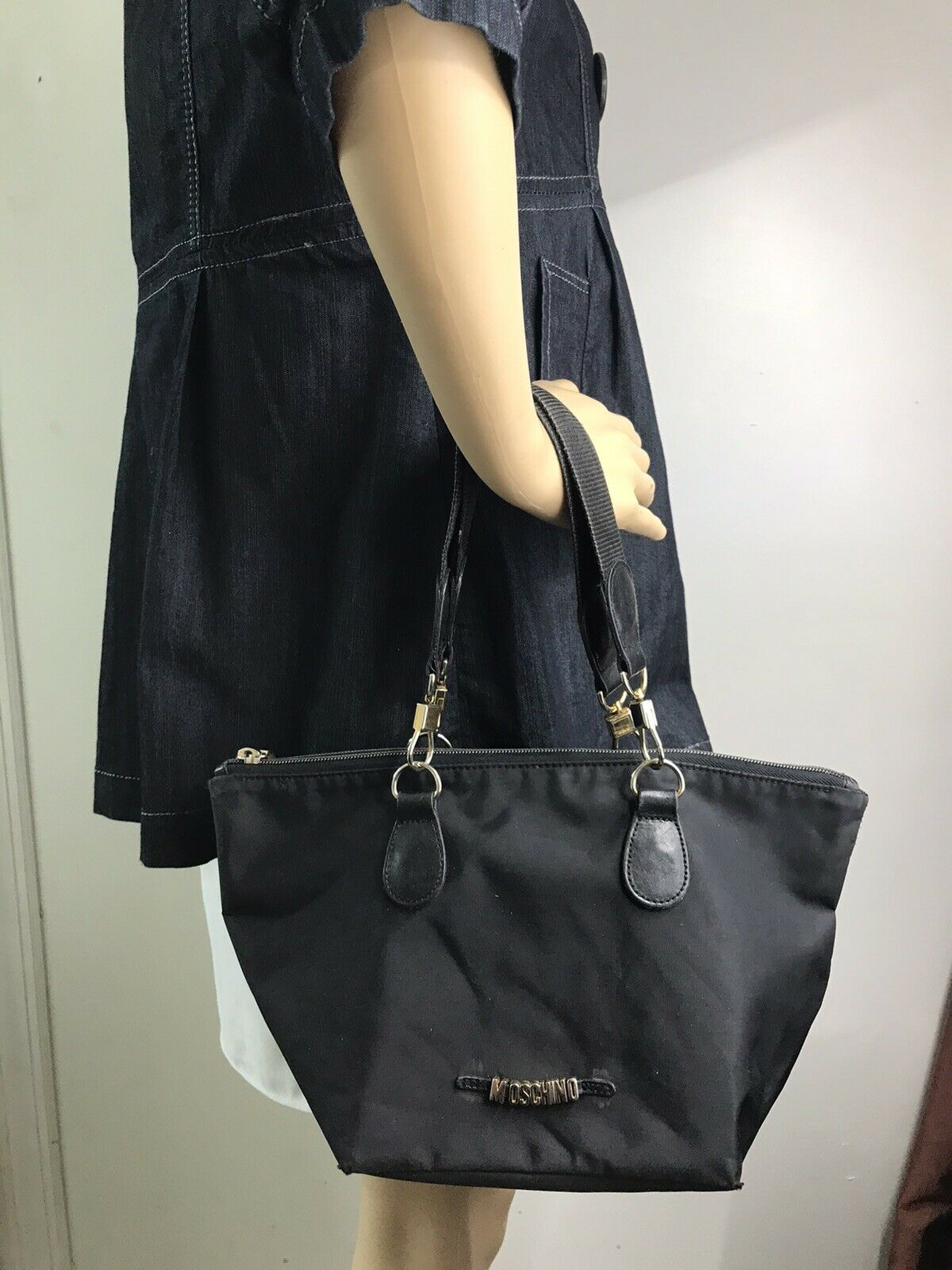 Moschino Black Small Nylon Tote