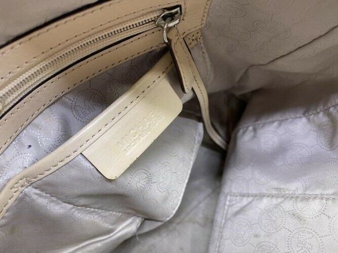 michael kors bag all over logo grey silver leather tote