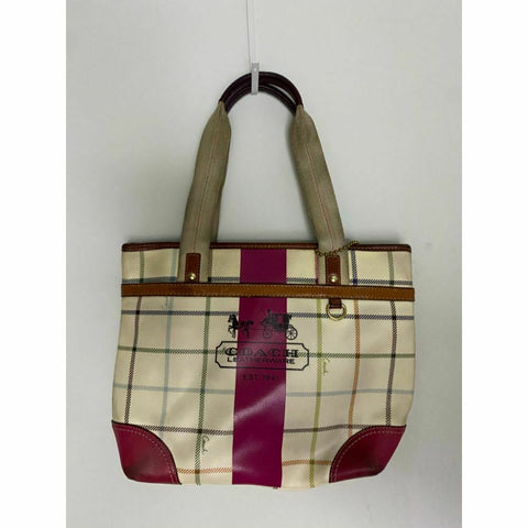 Coach Cream Red Coated Canvas Signature Handbag