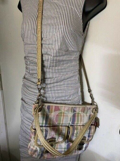 coach msrp multicolor fabric cross body bag