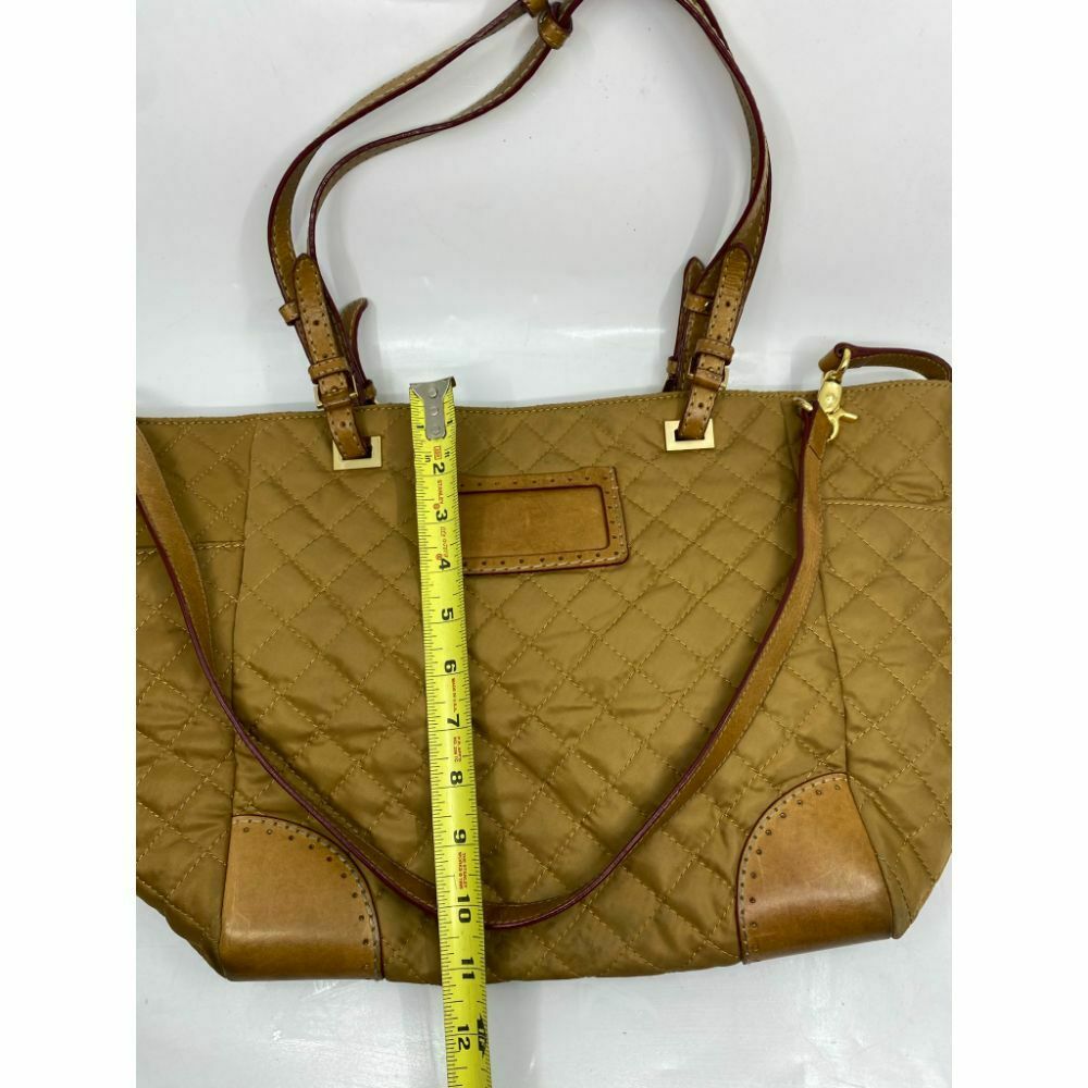 MZ WALLACE XL Light Brown Quilted Tote Bag w/ Leather Trim And Crossbody Strap