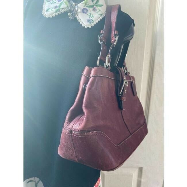 COACH Large Burgundy Leather Shoulder Bag