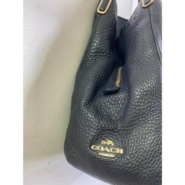 coach large eddie triple compartment navy leather shoulder bag