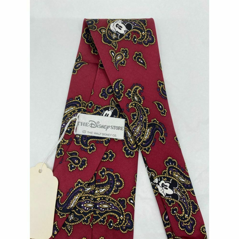 MICKEY MOUSE Disney Neck Tie Red Black Hand Made 100% Silk