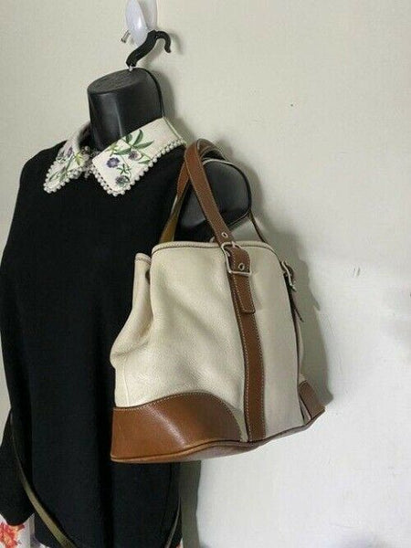 coach white brown leather shoulder bag