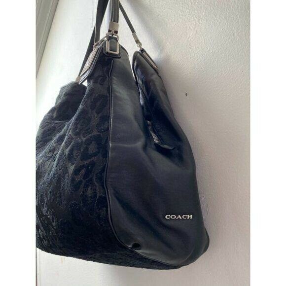 COACH Large Black Jacquard Fabric Tote Bag
