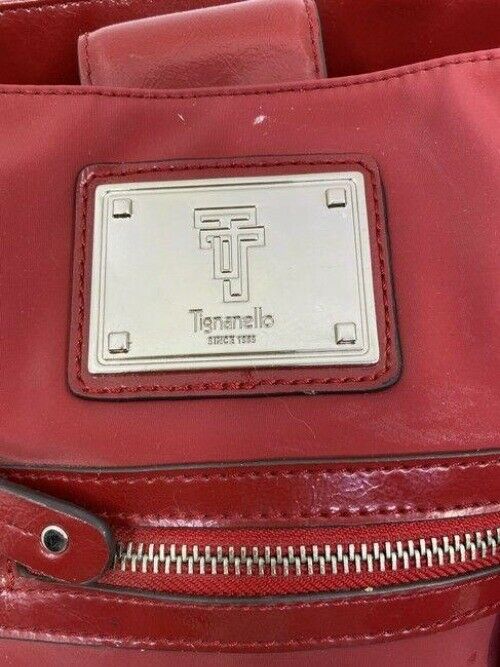 Tignanello Shoulder Bag Red Nylon Fabric Tote