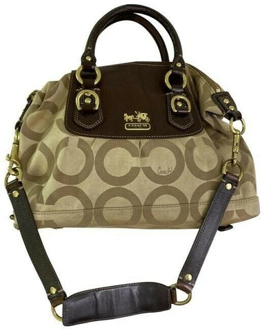 coach bag large brown tan fabric tote