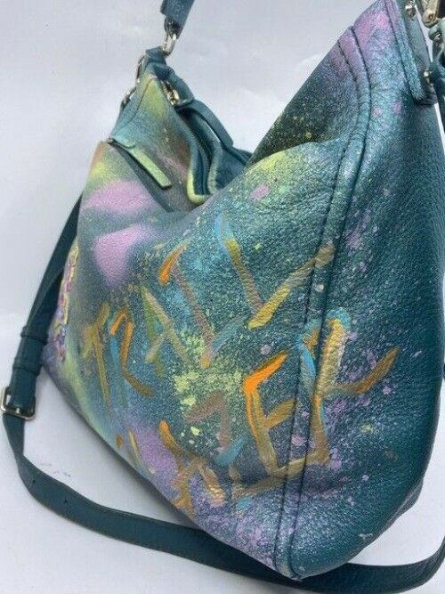kate spade w hand shoulder customized by me w applique blue green shoulder bag