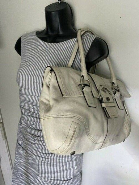 coach medium bag handbag off white leather shoulder bag