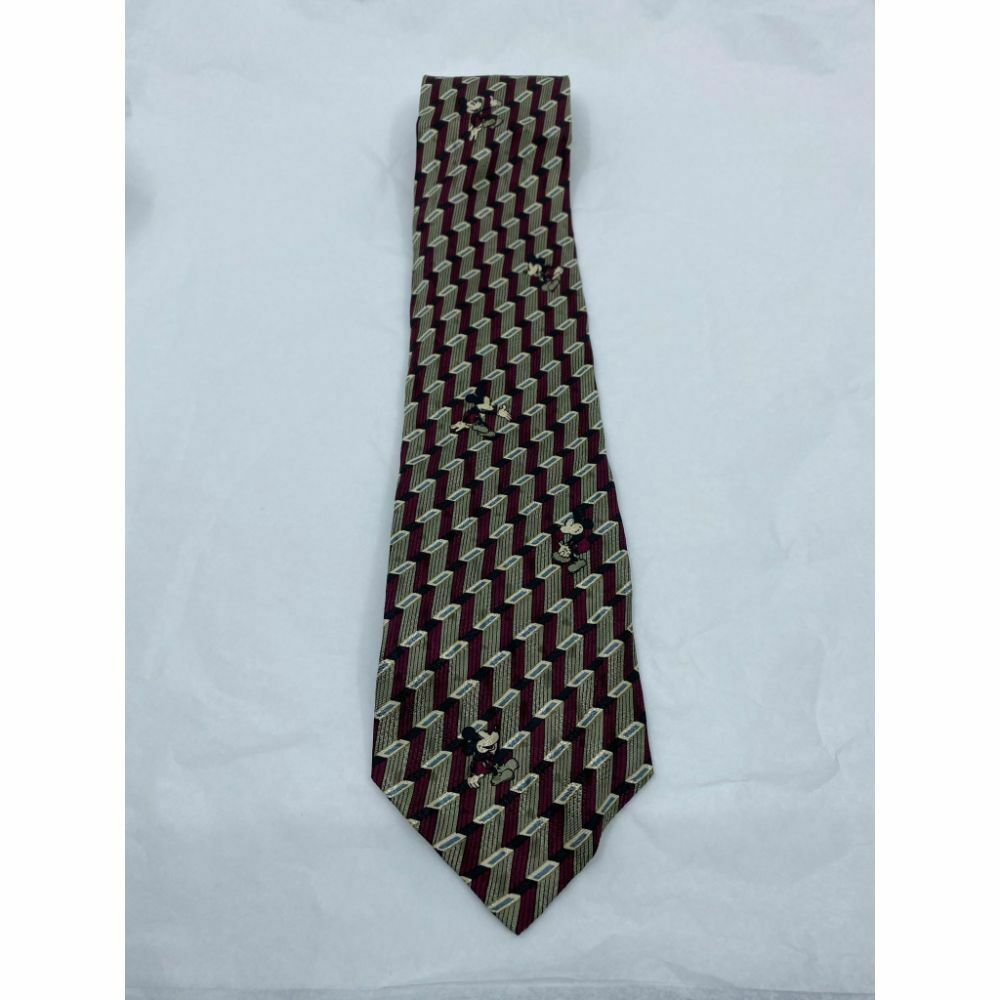 MICKEY MOUSE Disney Neck Tie Red Green Hand Made 100% Silk