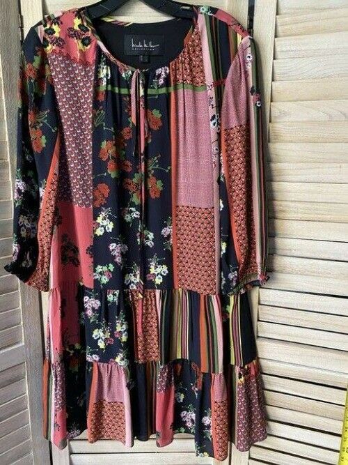 Nicole Miller Black Red Pink New Floral Msrp Short Casual Dress