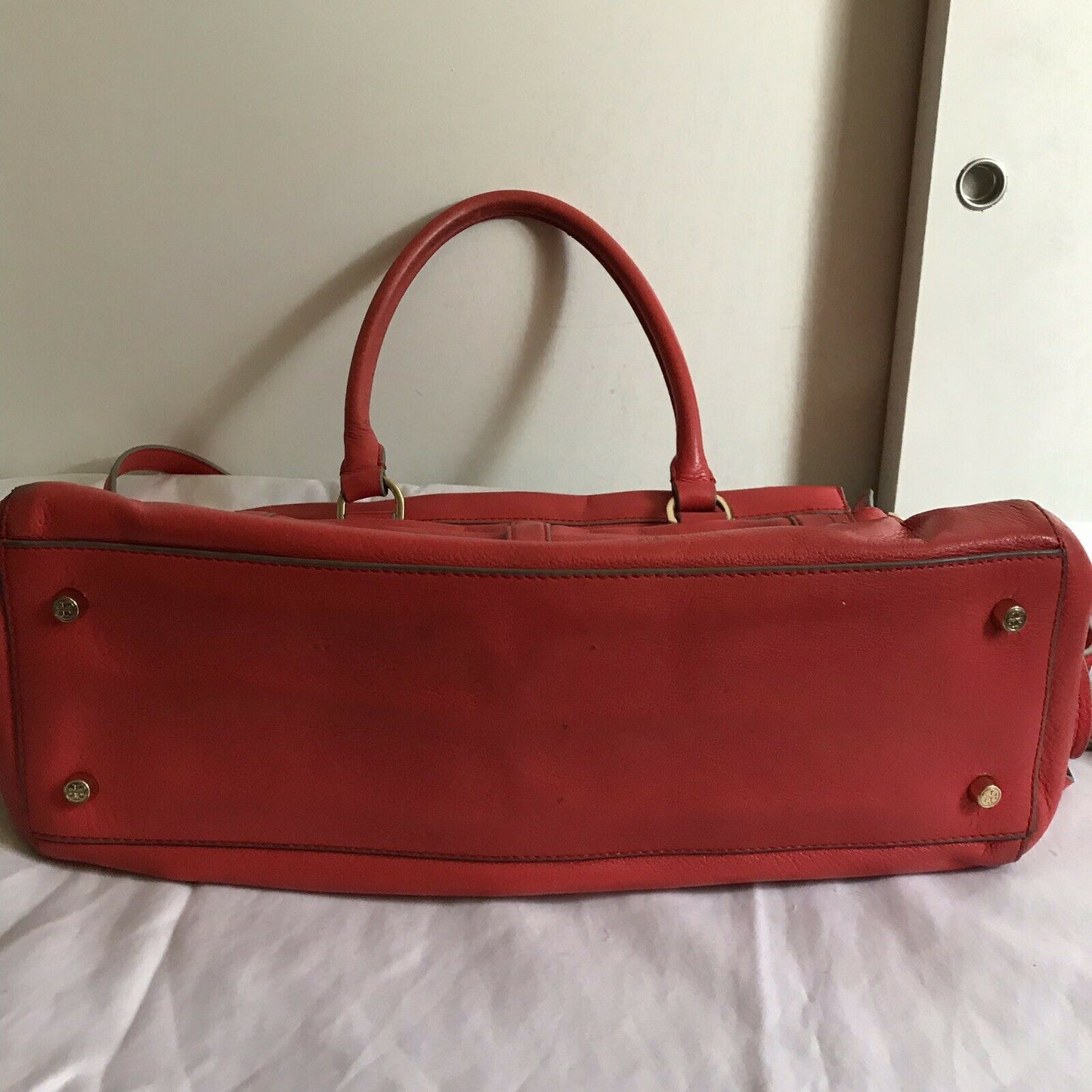 TORY BURCH Orange Leather Handbag W/ Crossbody Strap Msrp $490