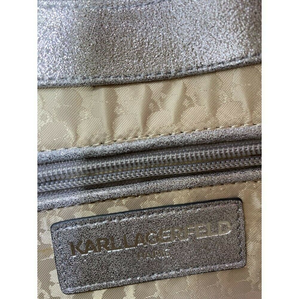 Karl Lagerfeld Gray Silver Leather Shoulder Bag