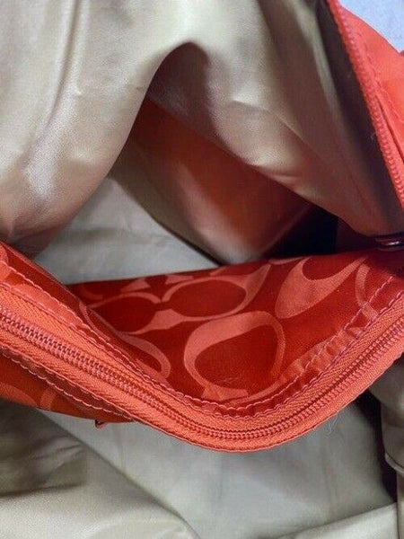 coach w w detachable specialty tie accent coral shoulder bag