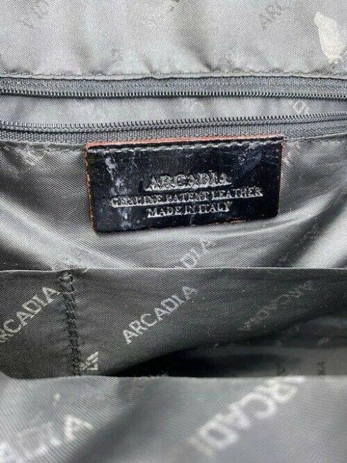 arcadia handbag made in italy black patent leather tote