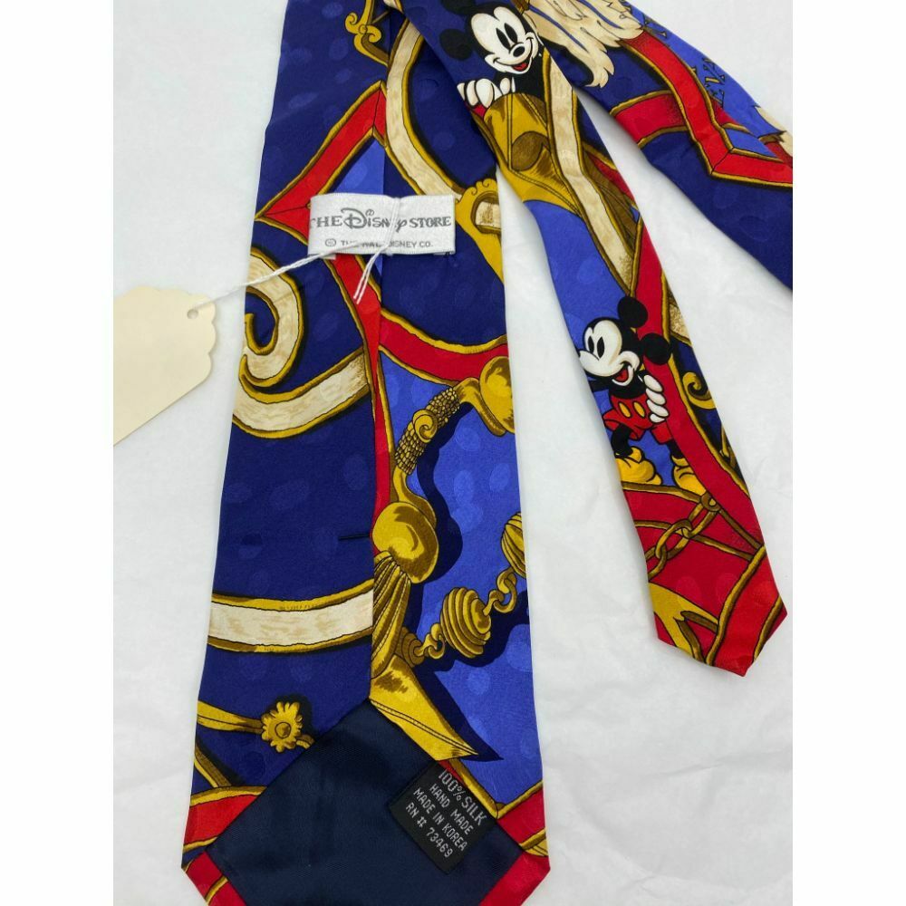 MICKEY MOUSE Disney Neck Tie Blue Red Orange Hand Made 100% Silk
