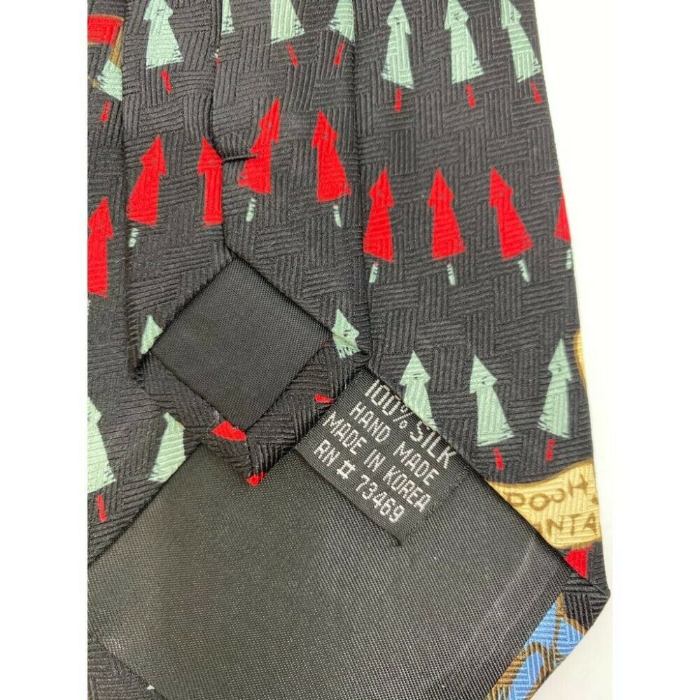 New! Winnie The Pooh Black Red Blue Christmas Theme Neck Tie Msrp 35