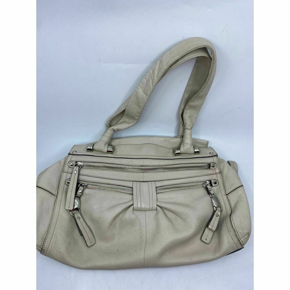 B. makowsky Cream Leather Shoulder Bag