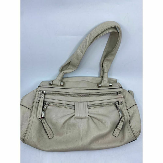 B. makowsky Cream Leather Shoulder Bag