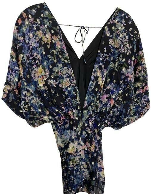 nicole miller multicolor new ls floral msrp sample small blouse