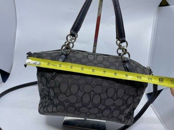 coach medium size black gray jacquard fabric cross body bag