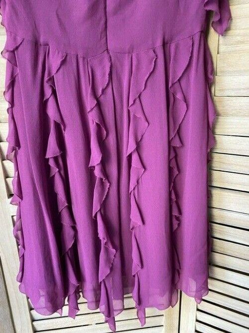 Nicole Miller Purple New Waterfalls Ruffles Msrp Small Short Casual Dress