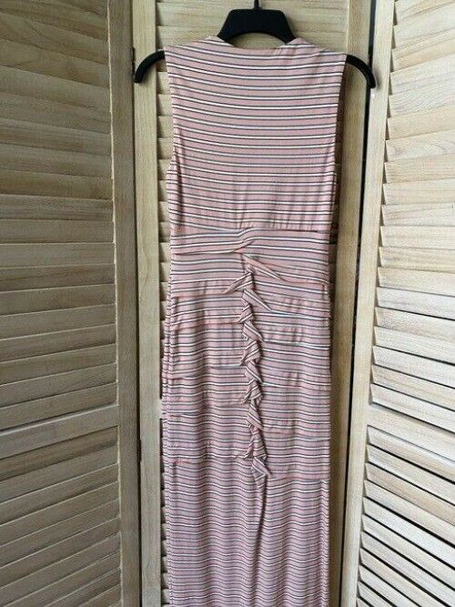 Nicole Miller pink white w new stripe w ruffle detail msrp small long casual max