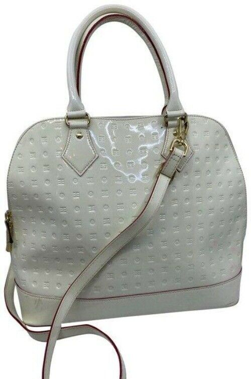 arcadia large handbag w strap white patent leather cross body bag